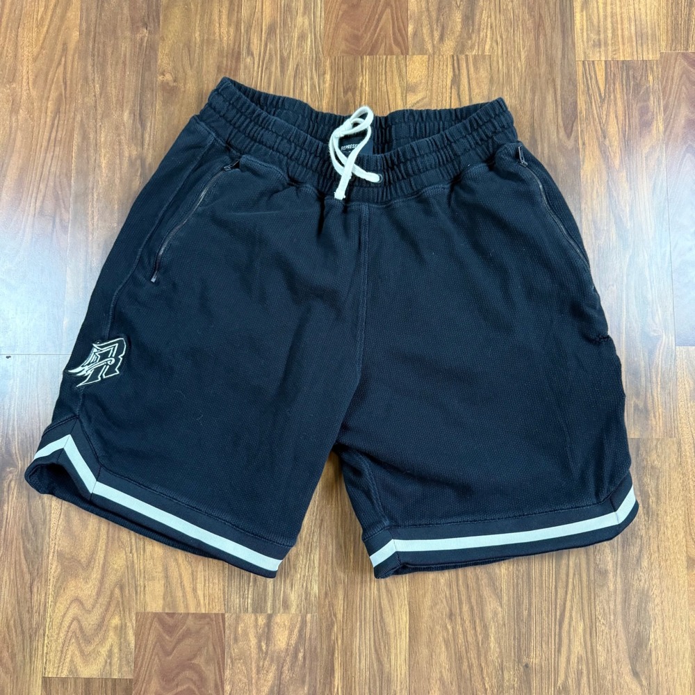 Represent Heavy Mesh Basketball Shorts Black White Stripe Streetwear Mens XL